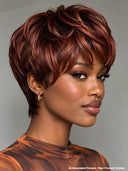 Ready to go pixie wig straight brown for black woman 100% Human Hair