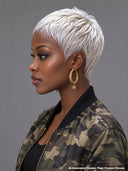 Glueless wig pixie cut wig cute white 100% Human Hair