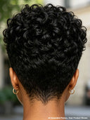 Full lace wig pixie curly wave black 100% Human Hair