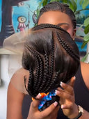 Full Lace wig Pre-styled Updo bun With Braided