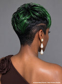 Full lace Pixie cut Wig green highlight straight 100% Human Hair