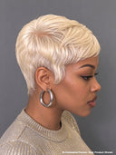 Glueless wig pixie cute wig Machine Made blonde straight 100% Human Hair