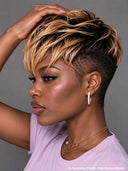 Pixie wig straight machine made ready to go honey 100% Human Hair