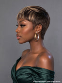 Glueless wig pixie cut wig cute Brown with Honey Highlights 100% Human Hair