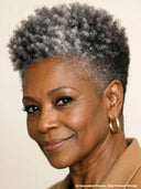 Lace front wig pixie afro Salt and Pepper 100% Human Hair