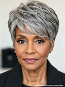 Salt and pepper Glueless wig pixie cut wig 100% Human Hair