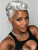 Lace closure 7x5 wig pixie silver 100% Human Hair