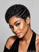 Lace front 13x4 pixie wig black finger wave