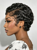 13x4 lace front pixie black quick wavy finger wave 100% Human Hair
