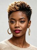 5x5 lace closure Wig Pixie cut honey highlight