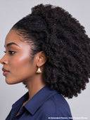 Machine made black curly wave 16 inch half wig With Draw-string Beginner Friendly( NOT A WIG)