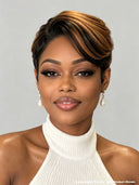 Full lace pixie wig Quick weave brown highlight