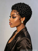 Lace front 13x4 pixie wig curly wave with baby Hair