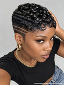 Full lace pixie cut wig finger wave for black women