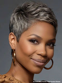 Special offer Salt Pepper pixie cut wig straight 100% Human Hair