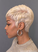 Glueless wig pixie cute wig Machine Made blonde straight 100% Human Hair