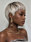 Lace closure 5x5 Pixie wig silver