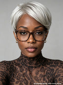 Glueless Wig pixie cut silver straight 100% Human Hair