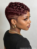 Full lace pixie cut wig finger wave for black women