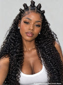 Pre-styled Lace front 13x4 wig Updo curly wave 24 inch 100% Human Hair