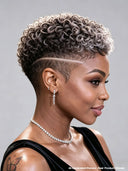 Topper unit Salt and Pepper Pixie Cut  for black woman （not a wig）