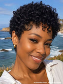 Ready to go pixie cut wig Glueless wig curly wave