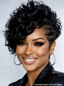 Full lace wig pixie quick weave side part 100% Human Hair
