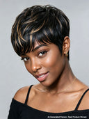 Glueless Pixie wig brown highlight for black woman