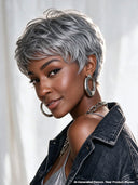 Pixie wig quick weave Salt and Pepper machine made
