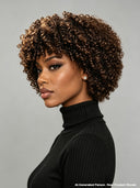Machine Made Glueless wig curly wave with bangs brown 100% Human Hair