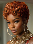 Ready to go pixie cut wig finger wave orange