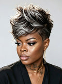 Lace  closure 7x5 Pixie wig Salt and Pepper