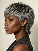 Ready to wear Gluelesse wig Pixie Salt and Pepper