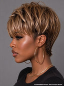 Pixie wig straight glueless wig brown 100% Human Hair