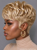 Glueless wig pixie cut wig quick weave blonde 100% Human Hair