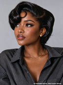 Pixie wig Lace front 13x4 black wavy 100% Human Hair
