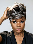 Lace  closure 7x5 Pixie wig Salt and Pepper