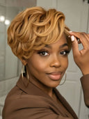 Pixie wig Lace front 13x4 honey wavy 100% Human Hair