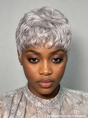 Full lace wig pixie cut sliver gray