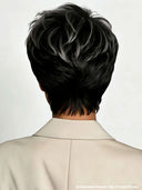 Glueless Wig pixie cut salt and pepper 100% Human Hair