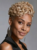 Lace front 13x4 Pixie wig blonde wavy