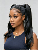 Pre-styled Updo 13x4 Lace Front Wig Natural Black 18 inch 100% Human Hair