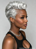 Lace closure 7x5 wig pixie silver 100% Human Hair