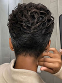 Salt and pepper ready to go lace closure 7x5 pixie straight for black woman