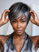 Wear to Go Salt and Pepper Pixie wig side part