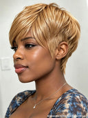 Ready to go honey pixie cut wig 100% Human Hair
