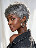 Pixie wig quick weave Salt and Pepper machine made