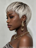Lace closure 5x5 Pixie wig silver