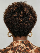 Lace front 13x4 Pixie wig brown highlight curly wave