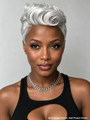 Lace closure 7x5 wig pixie silver 100% Human Hair
